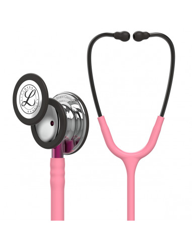 Stetoskop Littmann Classic III 5962, lustrzana głowica, perłowo-różowa rurka, różowy trzonek i zestaw słuchawkowy w kolorze dymu