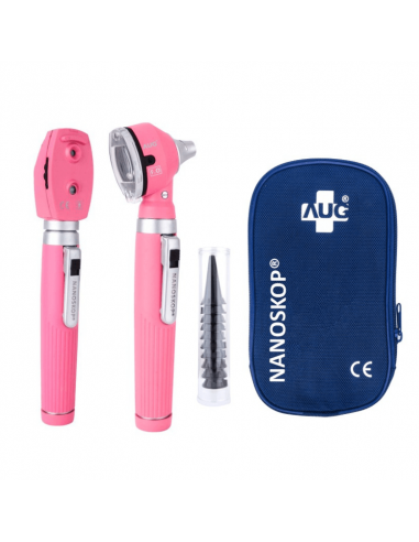 Set otoscopio e oftalmoscopio Nanoskop FO LED rosa