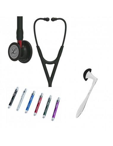 kupi, naroči, Naprsni del Littmann Cardiology IV Student Box 6200 s črnim zaključkom, črno cevjo, nosilcem in slušalkami, 
