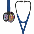Littmann Cardiology IV Stethoscope High Polish Rainbow-Finish Chestpiece, Navy Tube, Black Stem and Black Headset, 27 inch, 6242