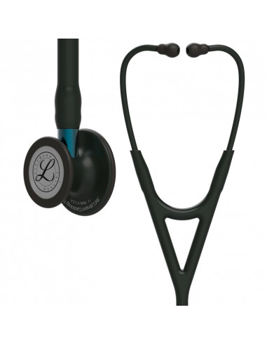 Littmann Cardiology IV Stethoscoop, borststuk met zwarte afwerking, zwarte slang, blauwe steel en zwarte headset, 6201
