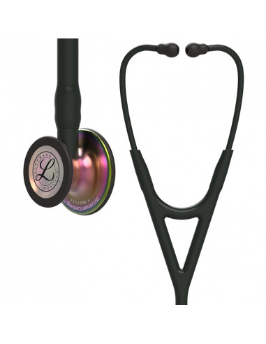 Littmann Cardiology IV estetoscópio 6165 acabamento do arco-íris Chestpiece Preto Tubo