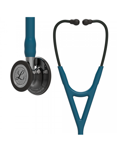 Littmann Cardiology IV Stethoskop-Bruststück mit Hochglanz-Rauchlackierung, karibischblauem Schlauch, Spiegelstiel