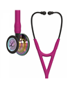 Littmann Cardiology IV stetoskop, regnbuefarvet bryststykke i højglans, hindbærfarvet slange, røgfarvet stamme og røgfarvet head
