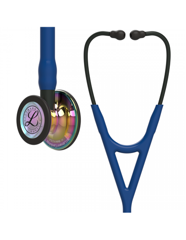 Littmann Cardiology IV stetoskop bryststykke med højglans iriserende finish, marineblå slange, sort stilk og