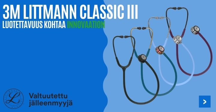 Haluatko ostaa Littmann Classic III:n? Saatavana varastossa kaikissa 3M Littmann Classic III -stetoskoopin väreissä. 3M:n valtuutettu jälleenmyyjä ja kauppias.